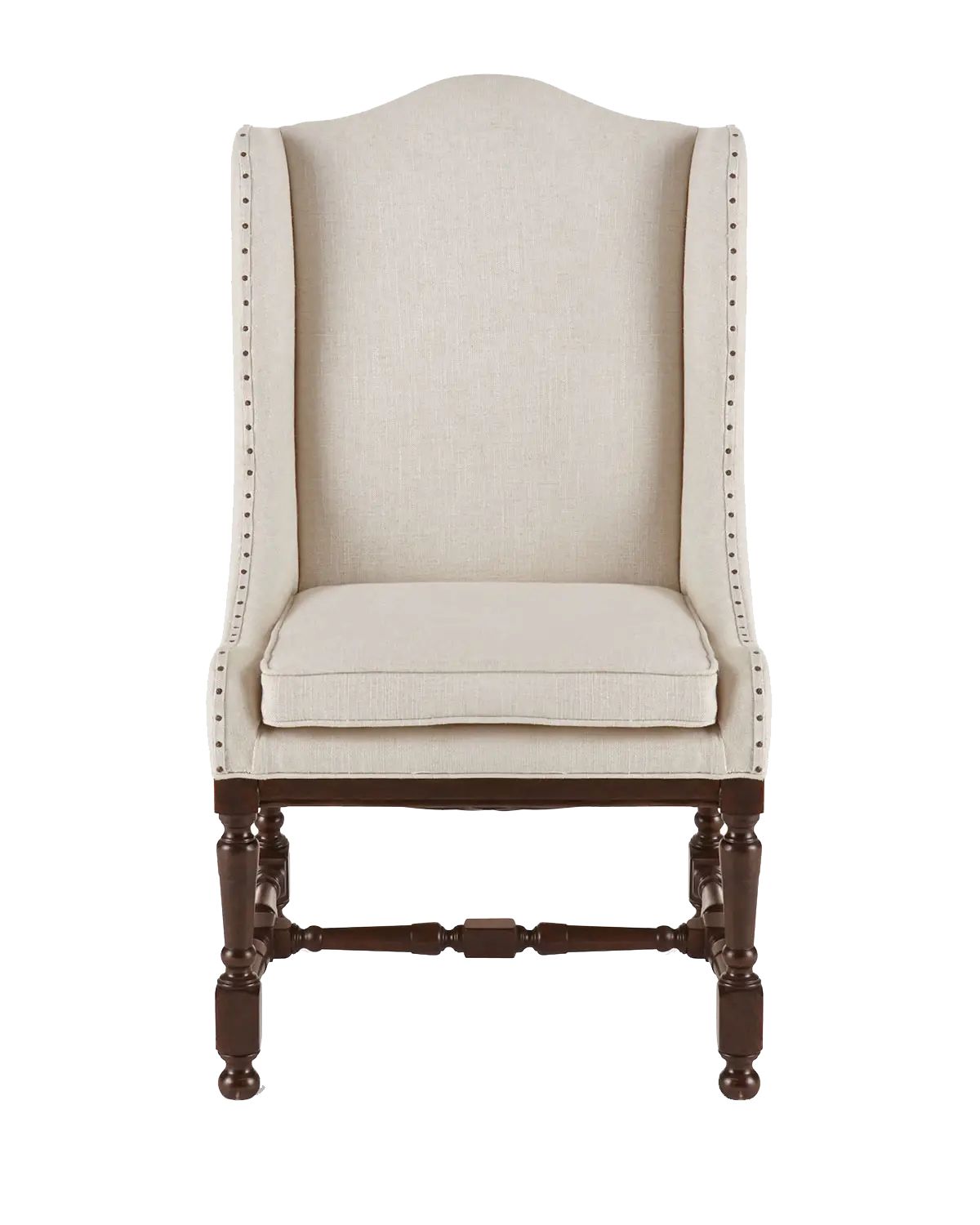 Beige Upholstered Chair with Wooden Frame