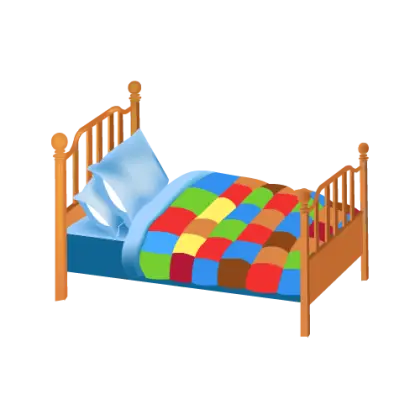 Comfortable Bed with Colorful Bedding