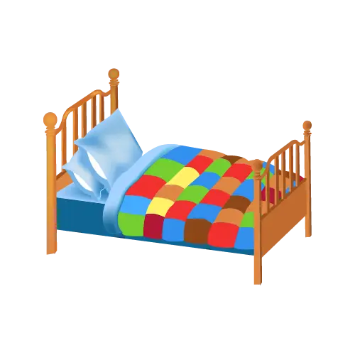 Comfortable Bed with Colorful Bedding