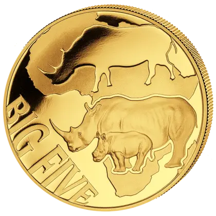Gold Coin with African Rhinoceros Design