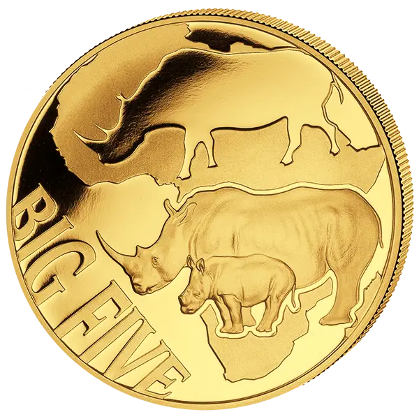 Gold Coin with African Rhinoceros Design
