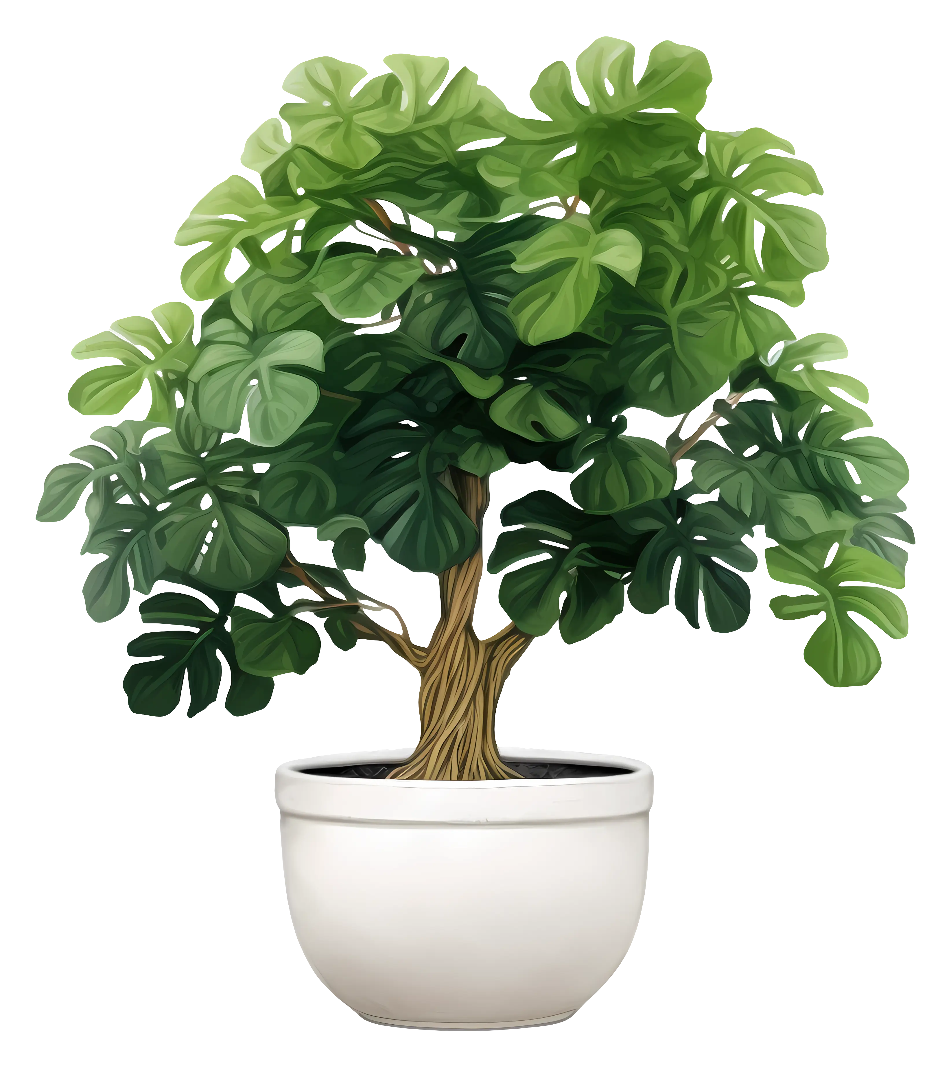 Lush Potted Tree in Ceramic Pot