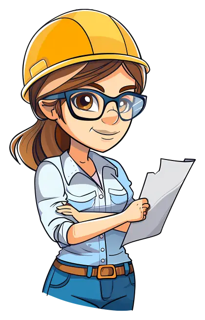 Female Engineer Cartoon with Hard Hat