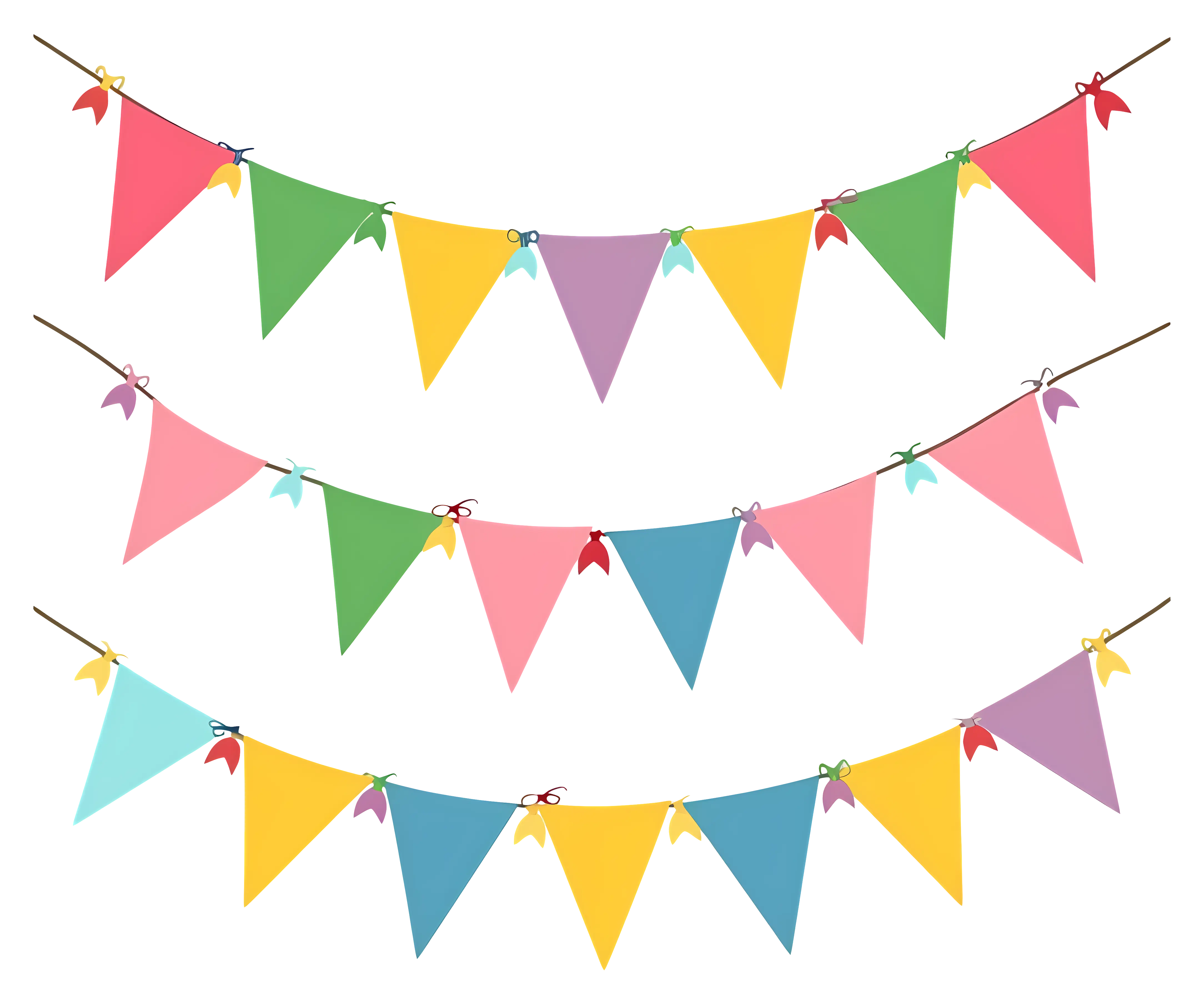 Multicolored Triangular Bunting for Decoration