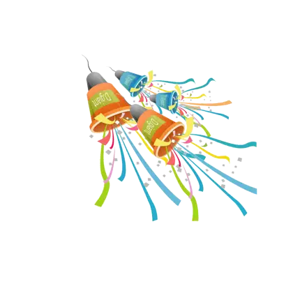 Colorful Party Poppers with Streamers