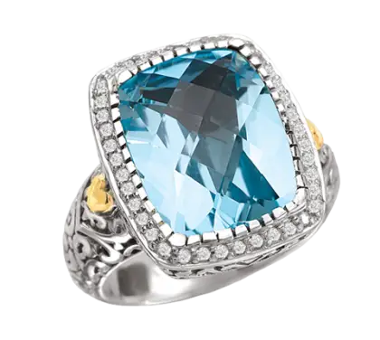 Blue Gemstone Ring with Silver Design