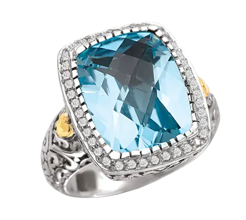 Blue Gemstone Ring with Silver Design