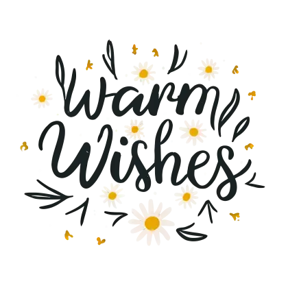 Warm Wishes Text with Yellow Decorations