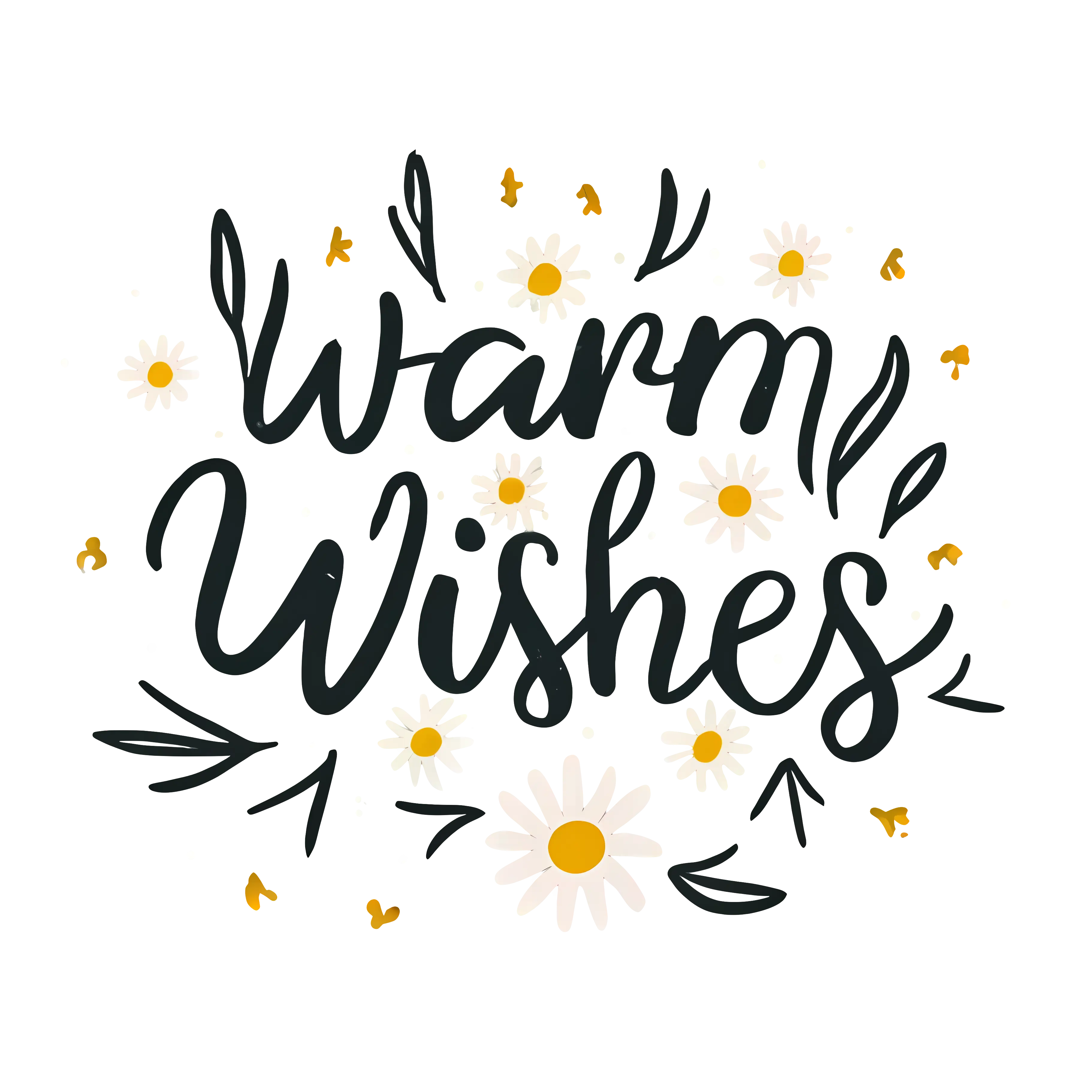 Warm Wishes Text with Yellow Decorations