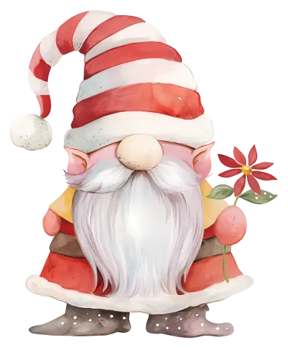 Christmas Gnome Illustration with Red Hat