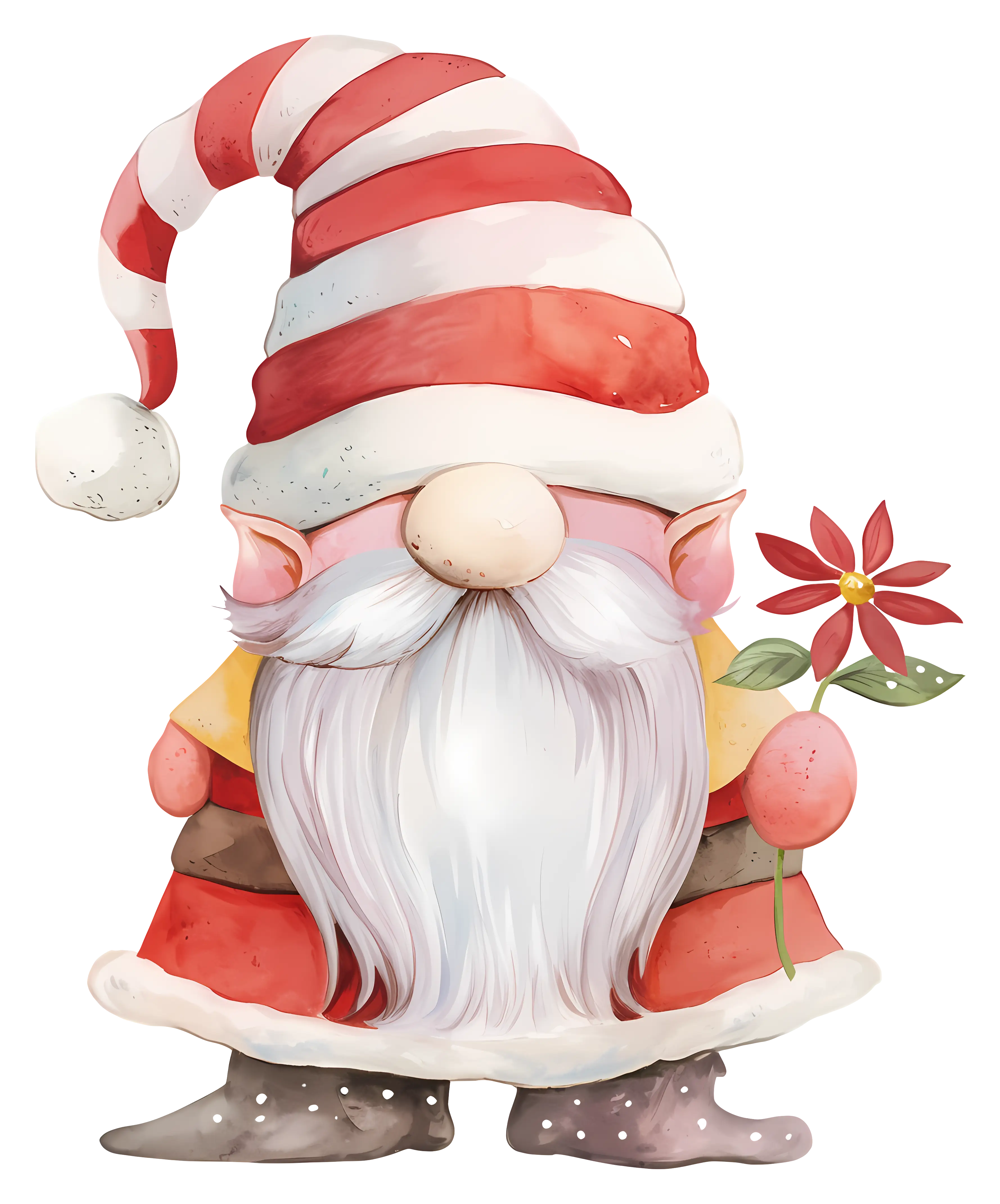 Christmas Gnome Illustration with Red Hat