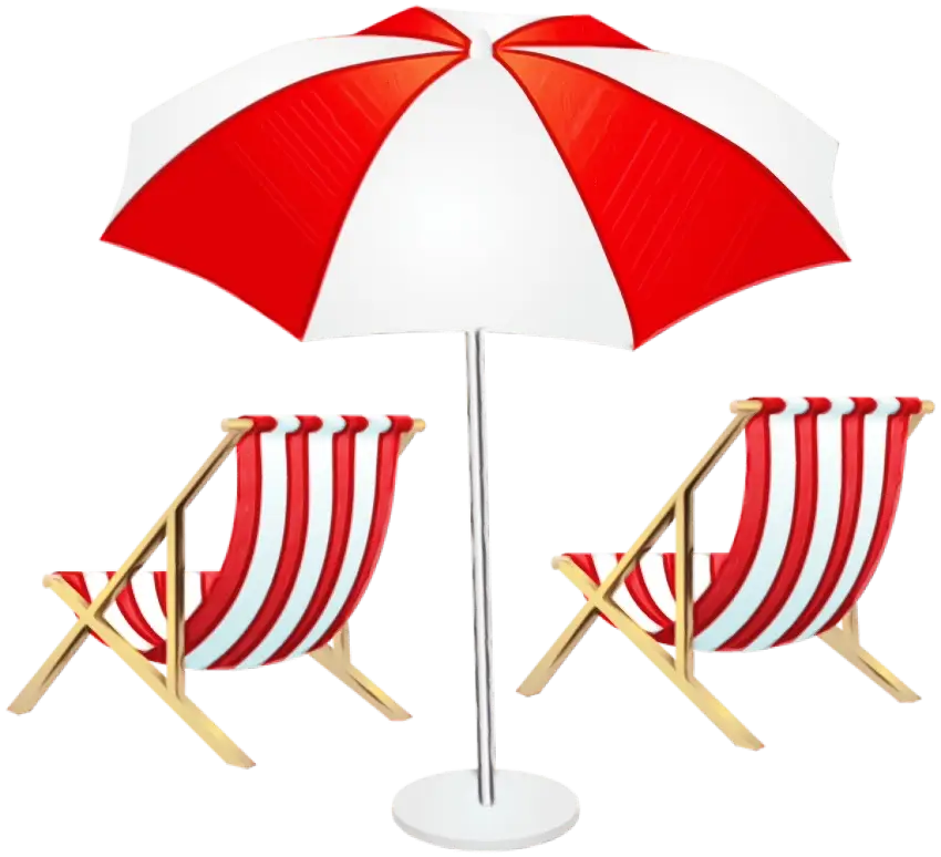 Beach Umbrella and Red Chairs for Summer Relaxation