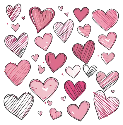 Doodle Hearts in Pink for Love