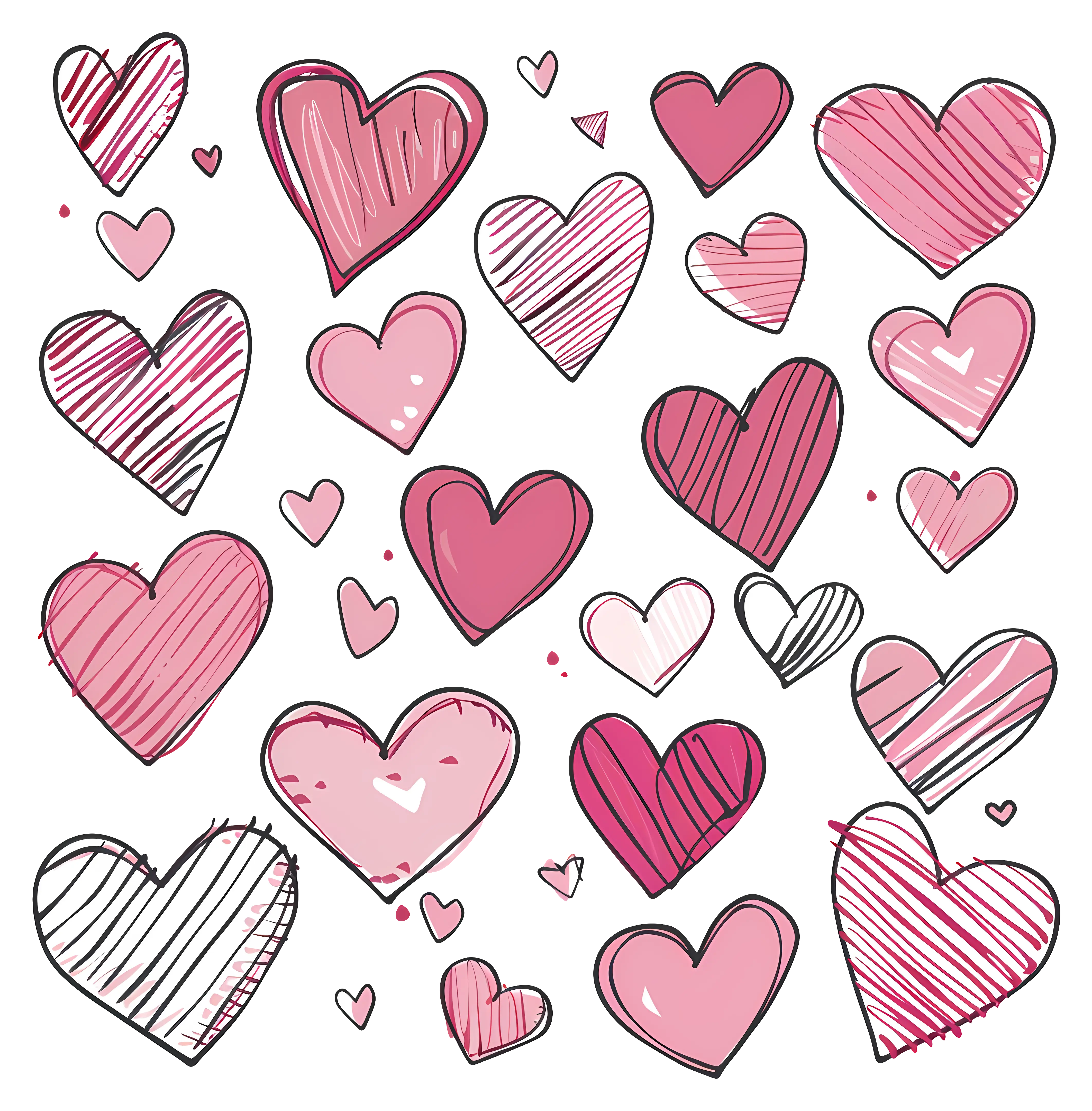 Doodle Hearts in Pink for Love