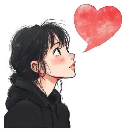 Girl with Heart Illustration