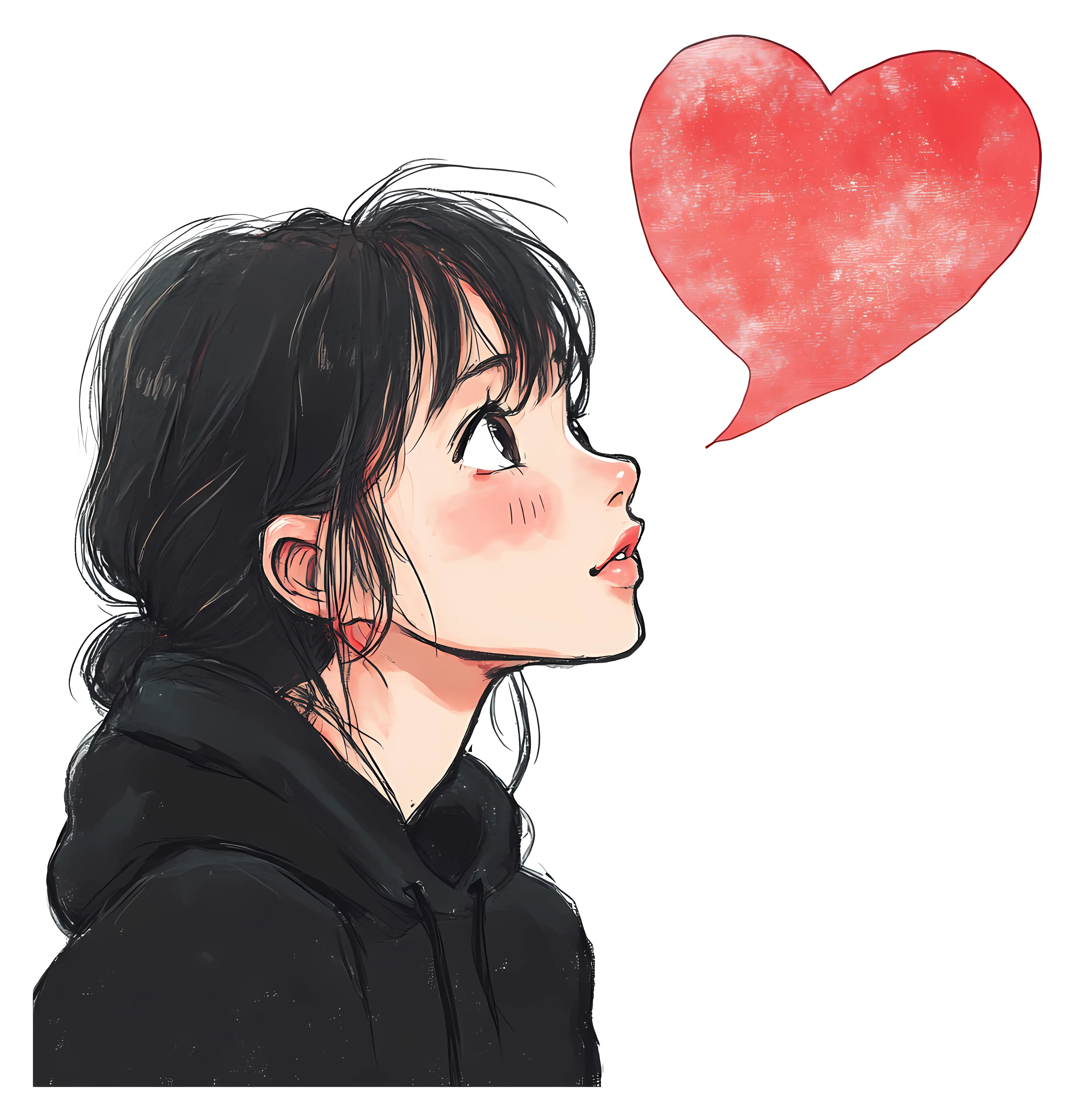 Girl with Heart Illustration
