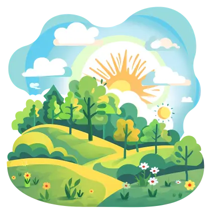 Sunny Day Landscape Illustration