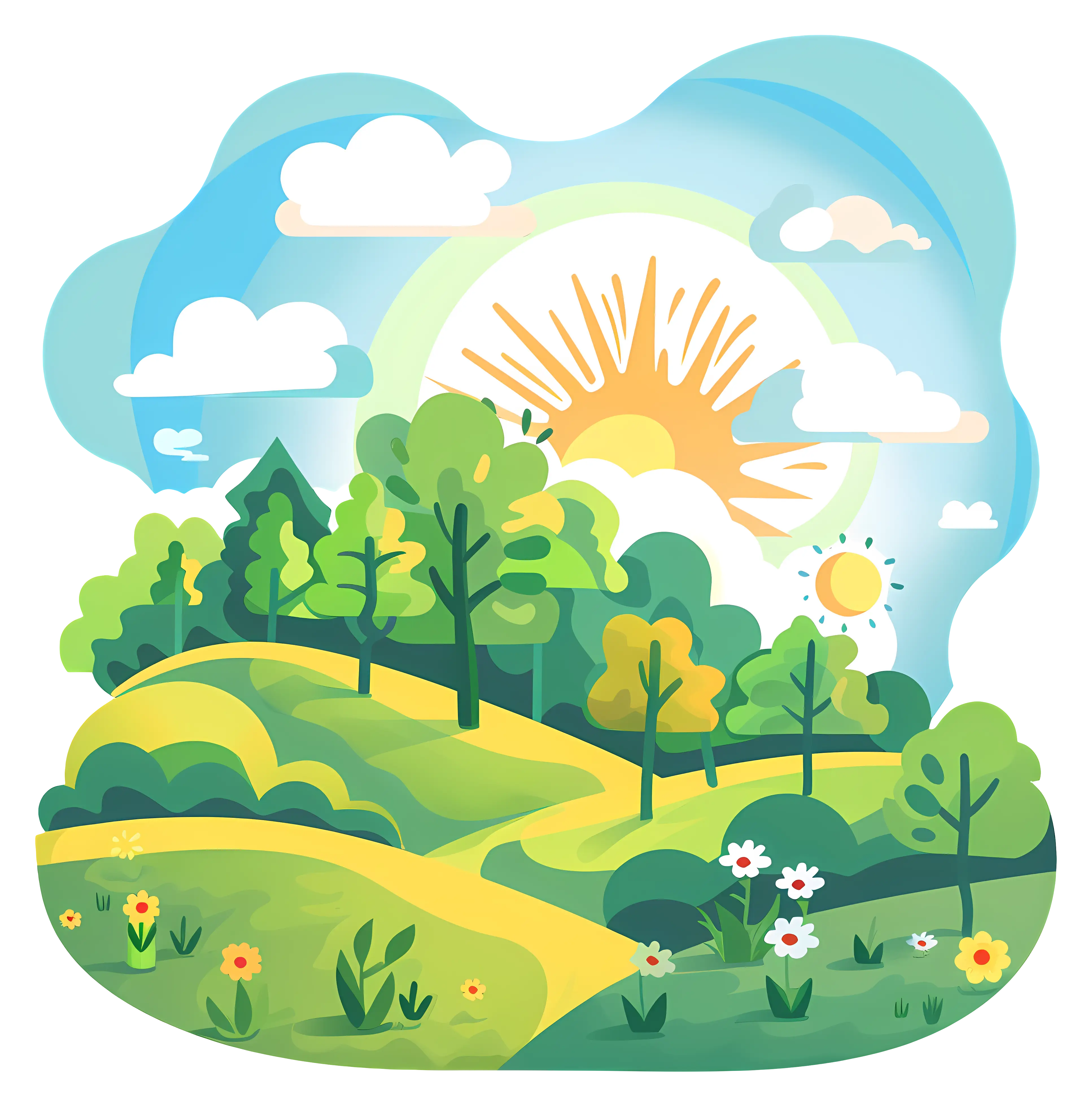 Sunny Day Landscape Illustration