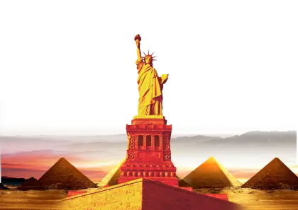 Statue of Liberty with Pyramids