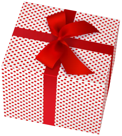 Gift Box with Polka Dots and Red Ribbon