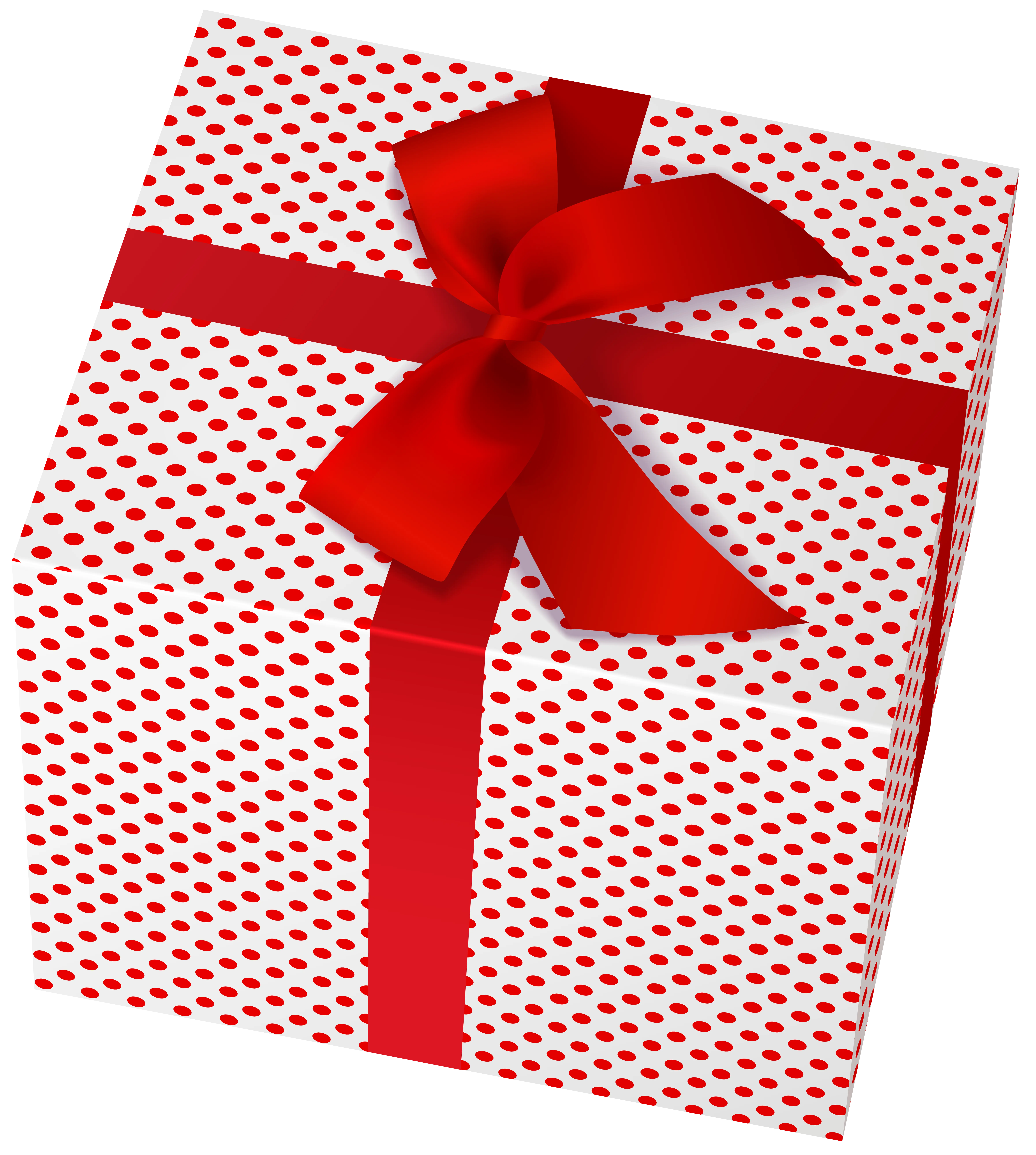 Gift Box with Polka Dots and Red Ribbon