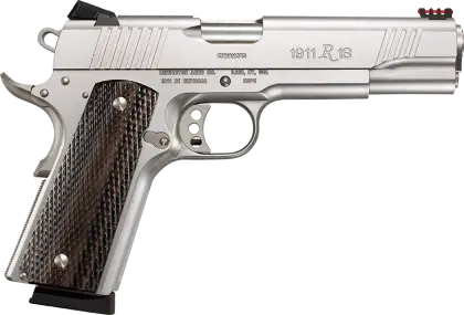 Silver Handgun with Wooden Grip