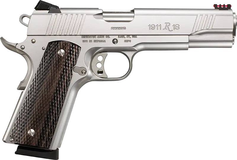 Silver Handgun with Wooden Grip