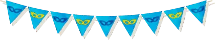 Blue Triangular Bunting with Mask Design