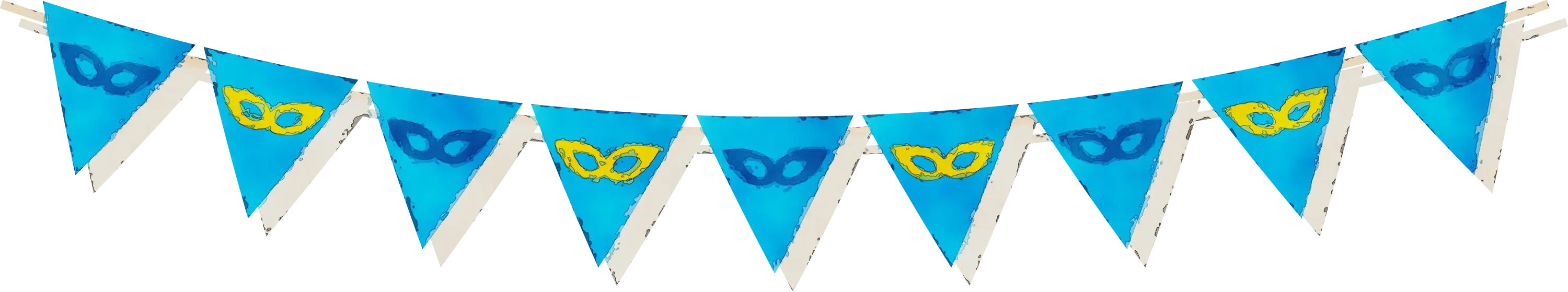 Blue Triangular Bunting with Mask Design