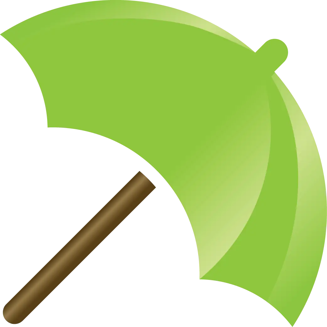 Bright green umbrella illustration