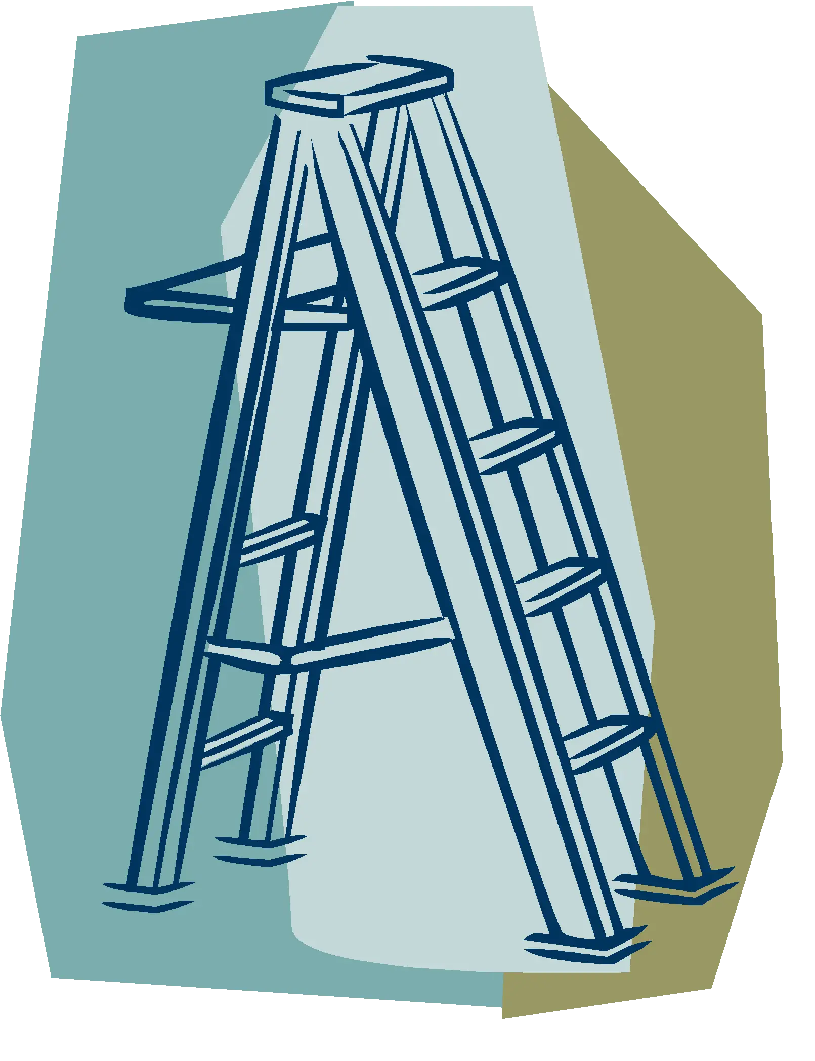 Stylized Ladder Illustration with Abstract Background