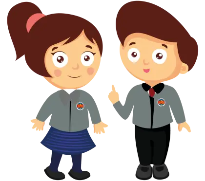 Cartoon School Children in Uniform