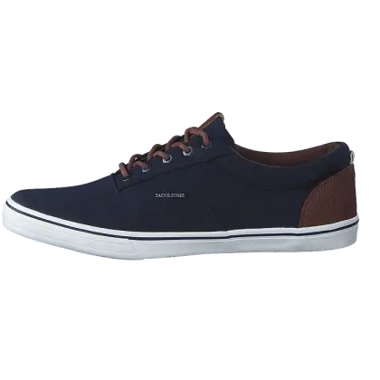 Navy Canvas Shoe with Brown Accents