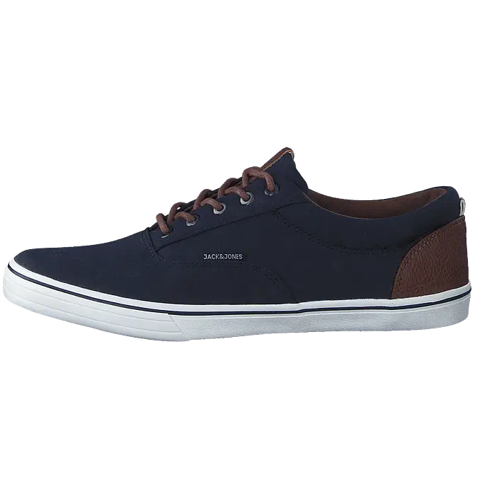 Navy Canvas Shoe with Brown Accents