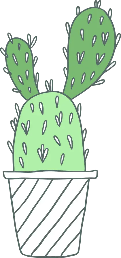 Cute Doodle Cactus in Pot