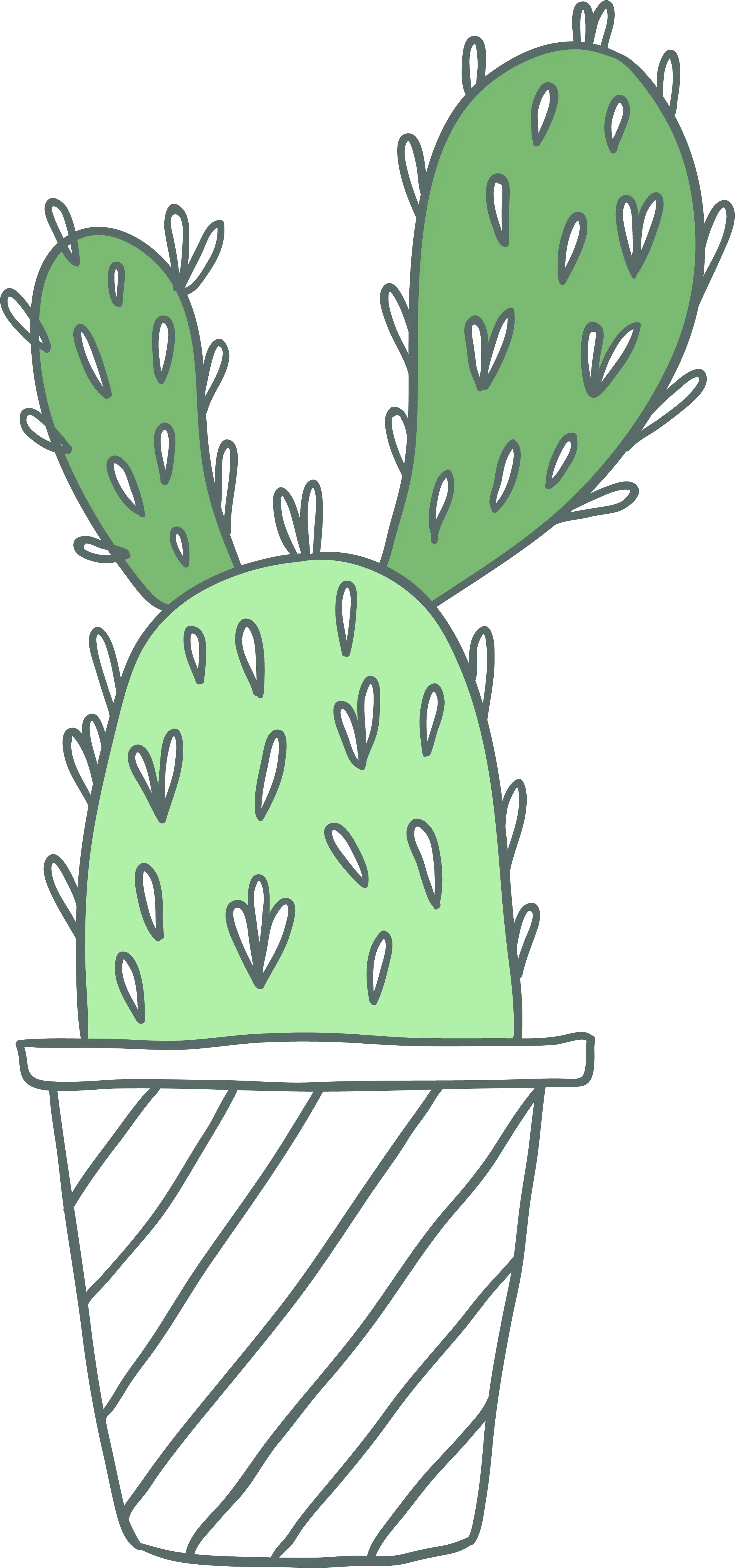 Cute Doodle Cactus in Pot