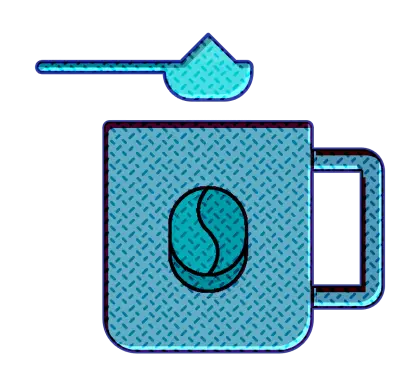Blue Cup with Sugar Spoon Illustration