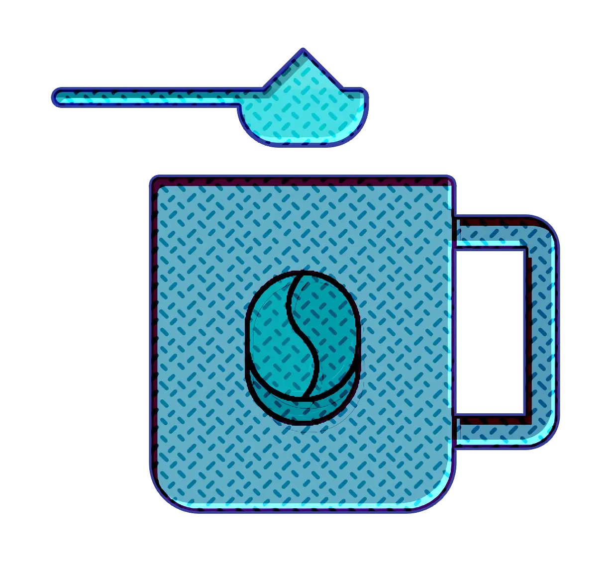 Blue Cup with Sugar Spoon Illustration