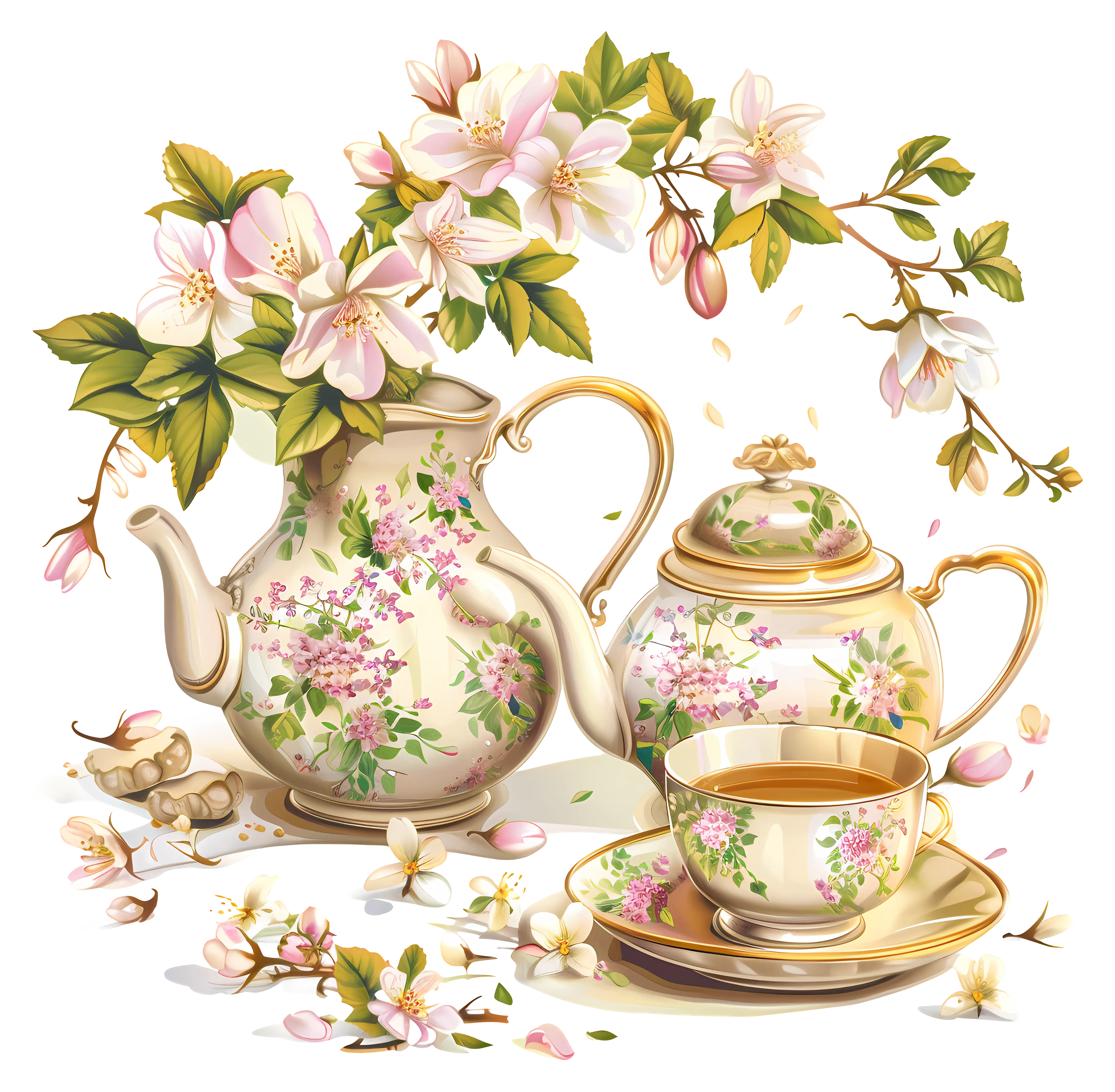 Elegant Floral Tea Set