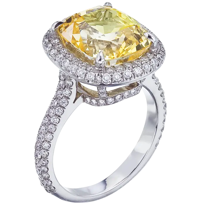 Yellow Gemstone Ring with Diamond Details