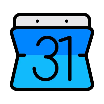 Blue Calendar Showing 31st Date