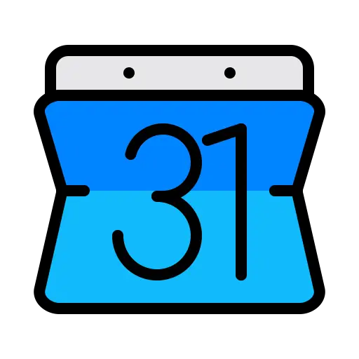 Blue Calendar Showing 31st Date