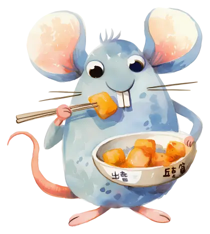 Mouse with Food in Cute Illustration