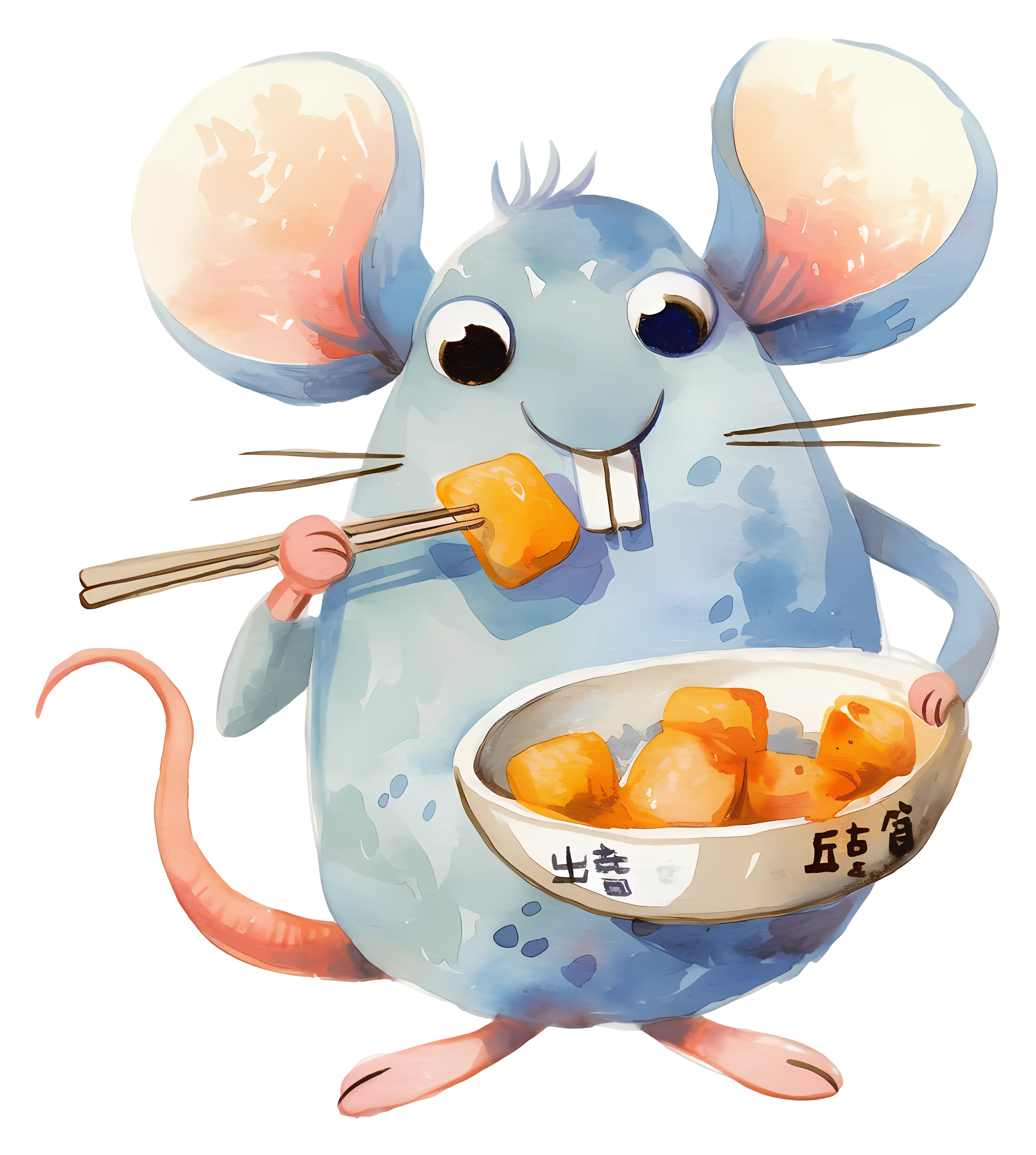 Mouse with Food in Cute Illustration