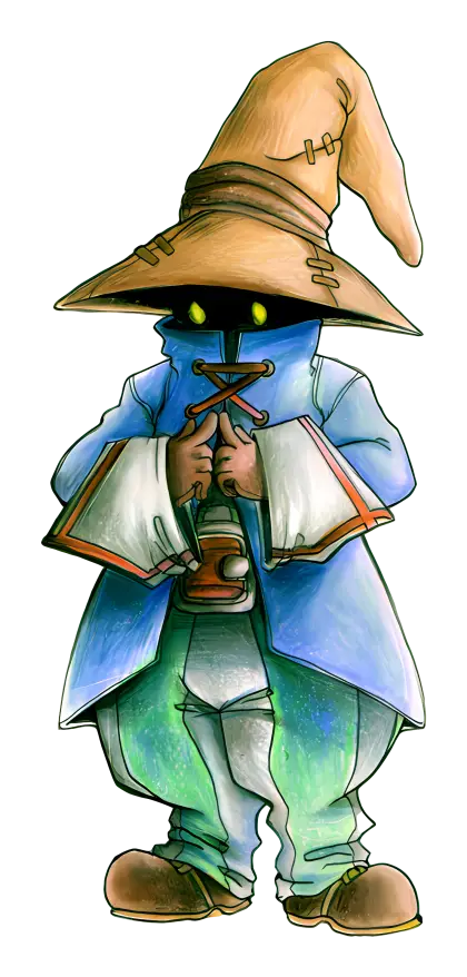Black Mage Character in Fantasy Attire