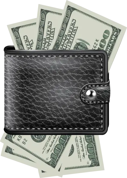 Black Wallet with Dollar Bills