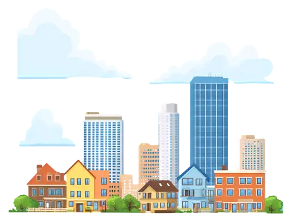 Cityscape Illustration with Vibrant Buildings