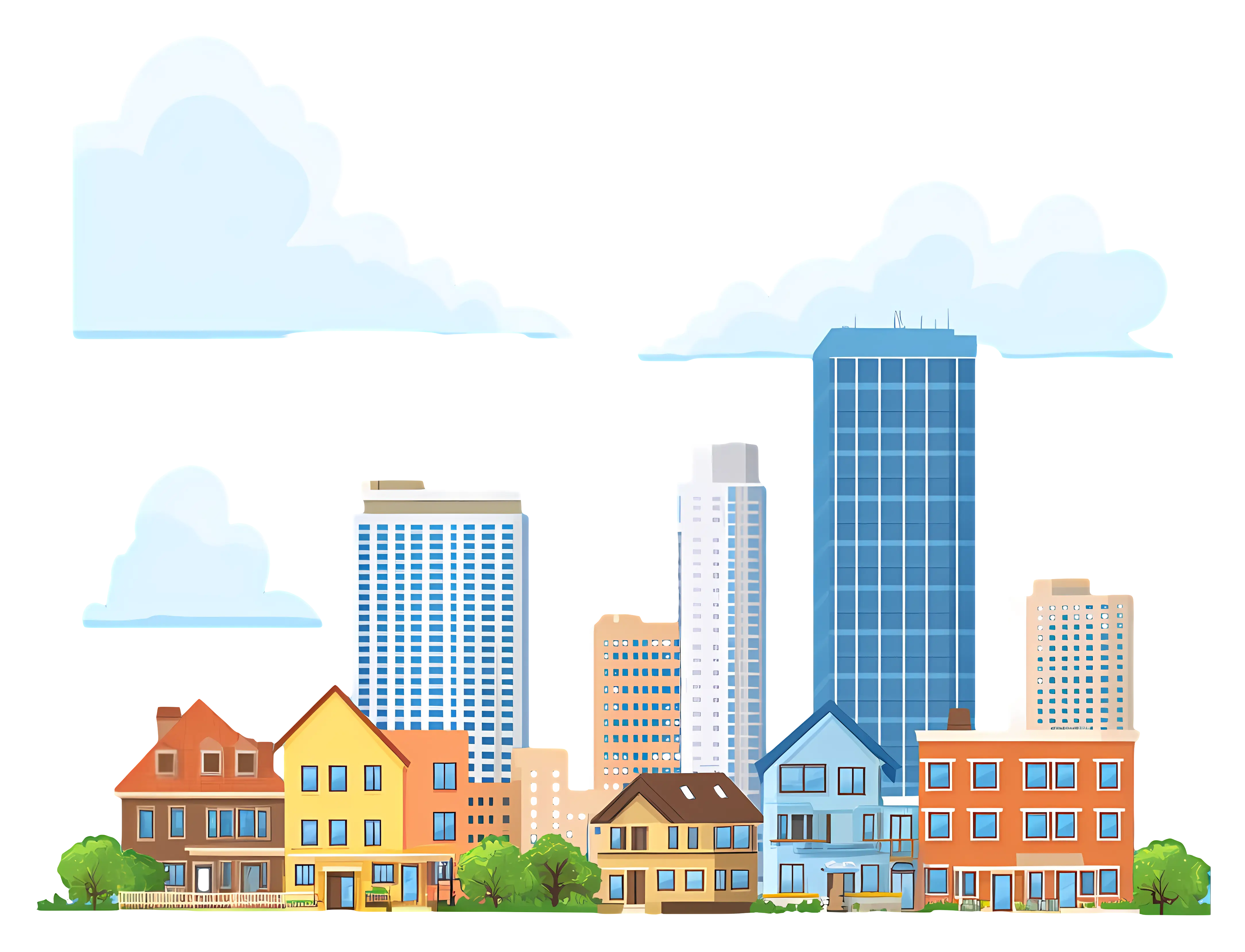Cityscape Illustration with Vibrant Buildings