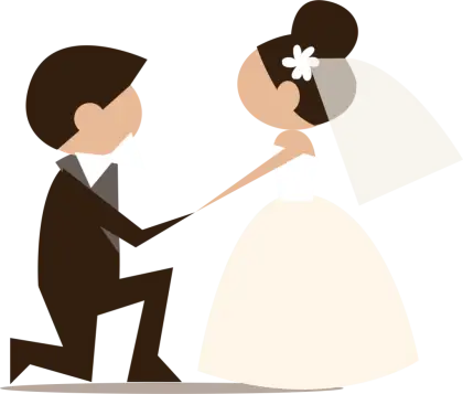 Wedding Couple in Romantic Proposal Scene