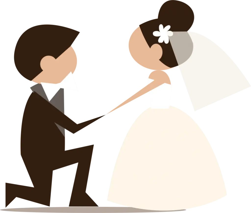 Wedding Couple in Romantic Proposal Scene